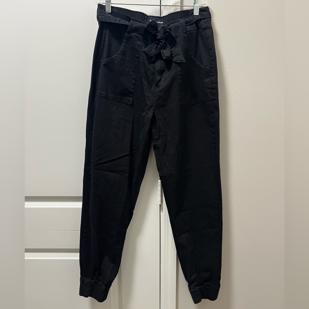 Almost Famous Jogger Pants Black Tie Waist